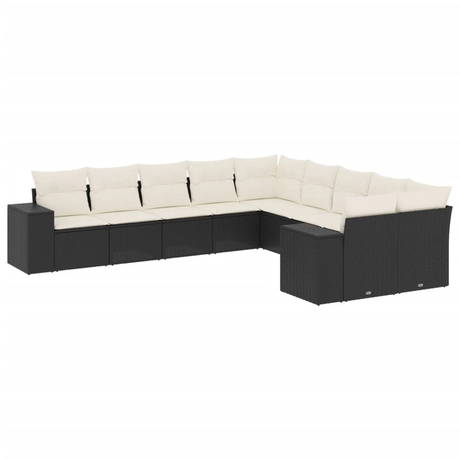 vidaXL 10-Tlg Garten-Sofagarnitur mit Kissen Schwarz Poly Rattan 3223105 günstig online kaufen
