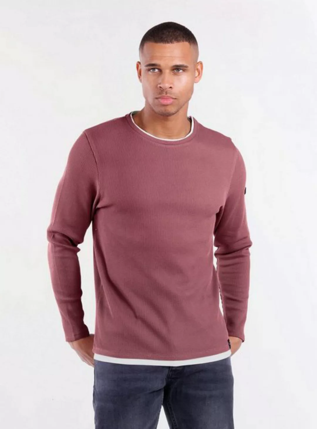 Key Largo Strickpullover Stefano für Herren double Layer Look einfarbig kör günstig online kaufen