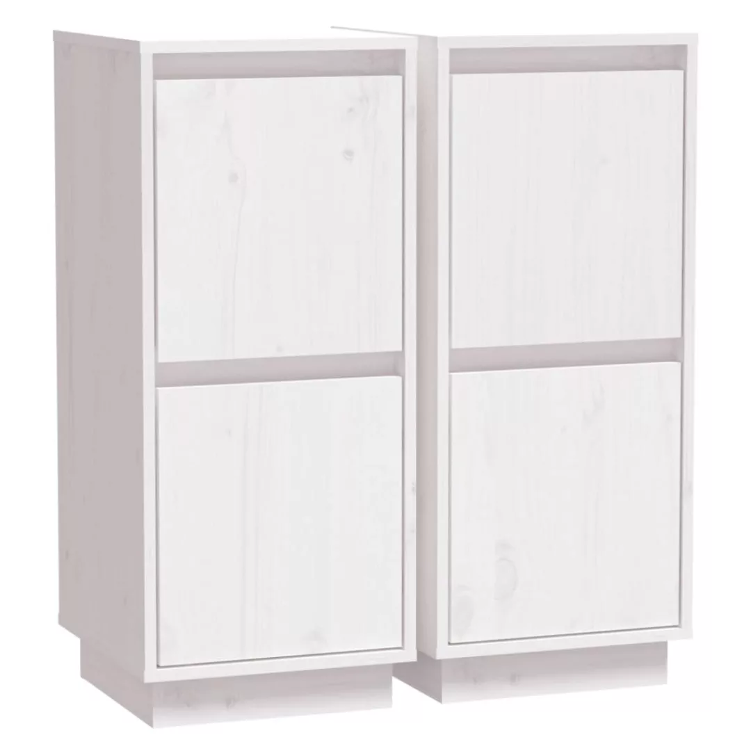 Vidaxl Sideboards 2 Stk. Weiß 31,5x34x75 Cm Massivholz Kiefer günstig online kaufen