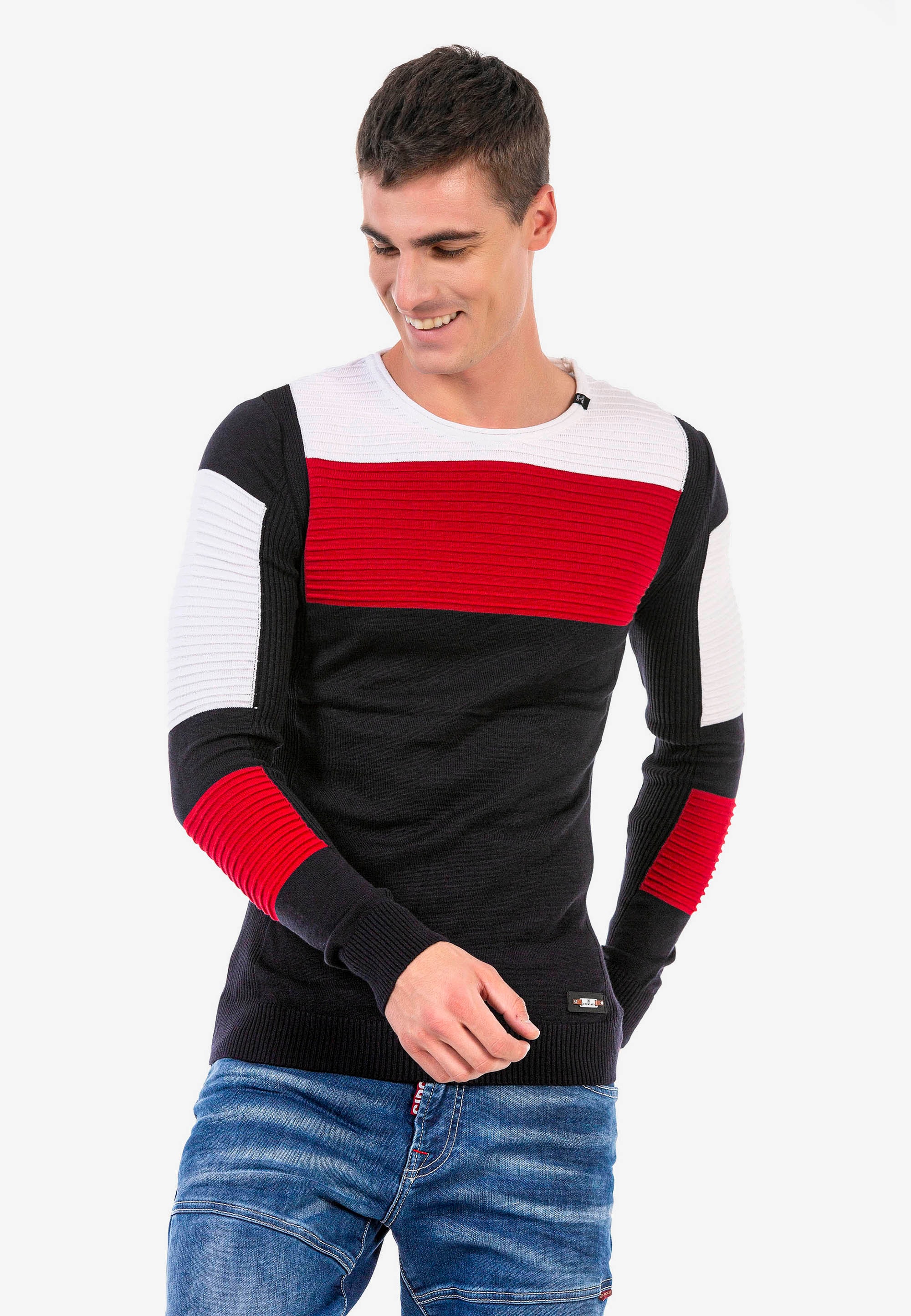 Cipo & Baxx Strickpullover, mit tollem Strickmuster günstig online kaufen