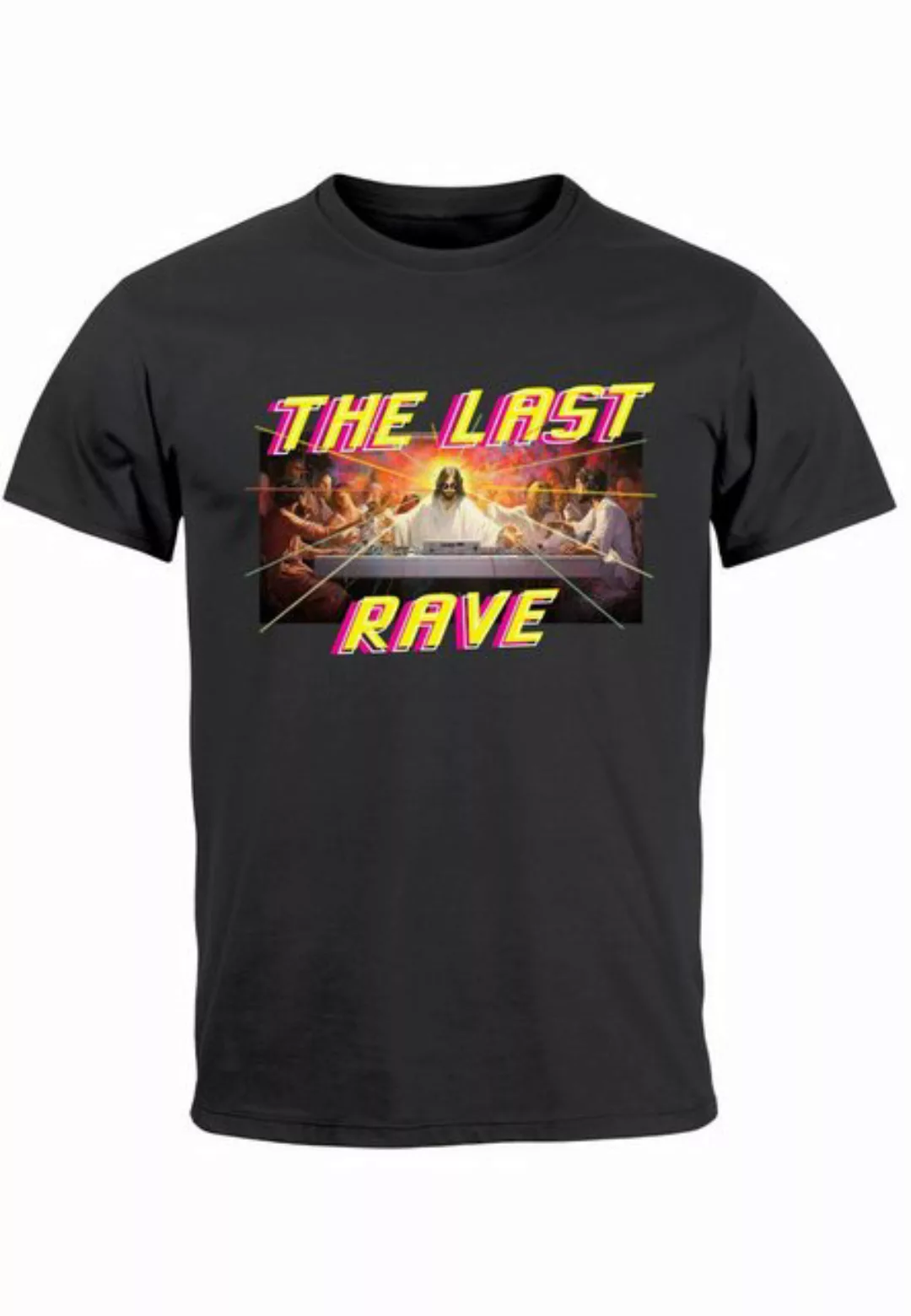 Neverless Print-Shirt Herren T-Shirt Techno The Last Rave Parodie Das letzt günstig online kaufen