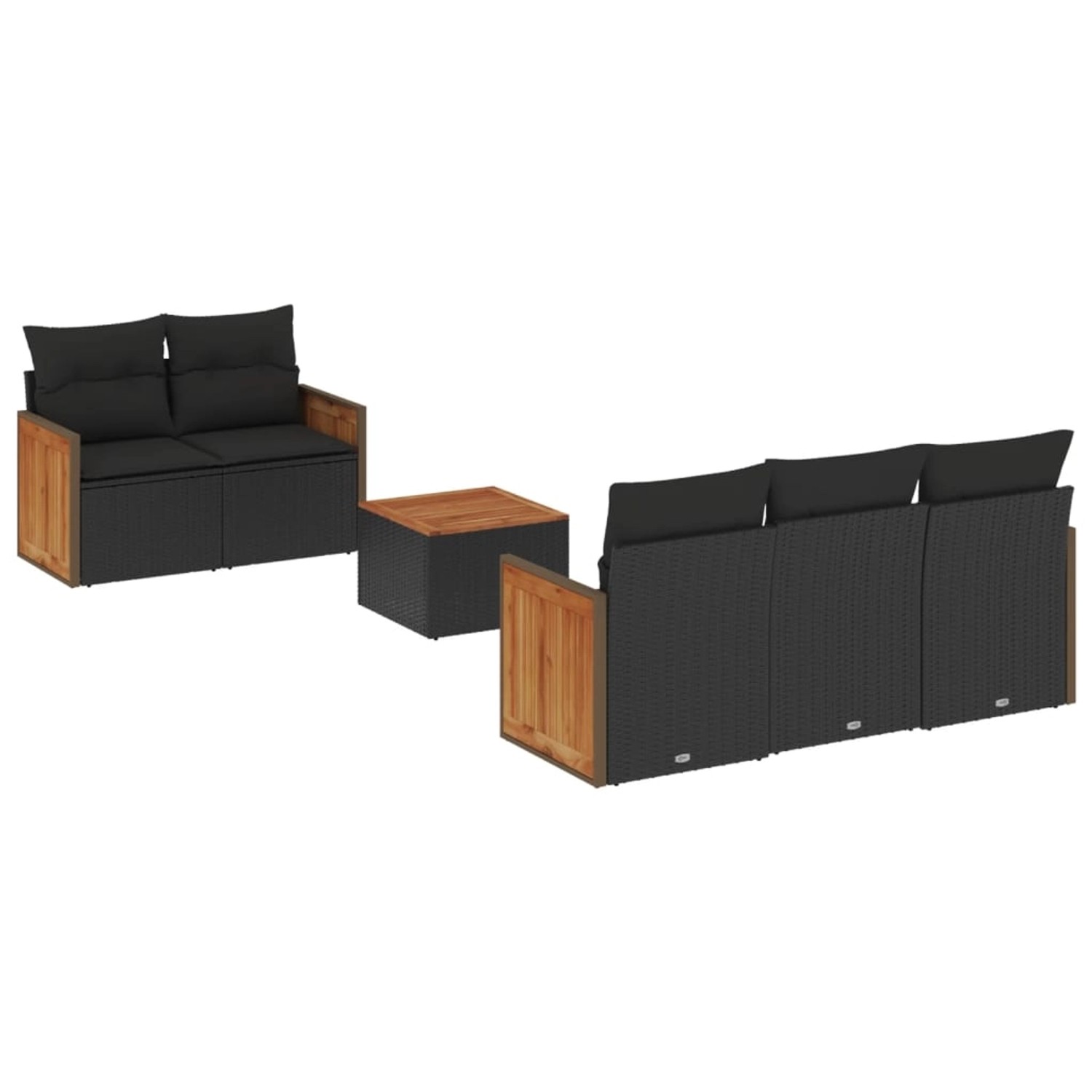 vidaXL 6-Tlg Garten-Sofagarnitur mit Kissen Schwarz Poly Rattan 3227462 günstig online kaufen