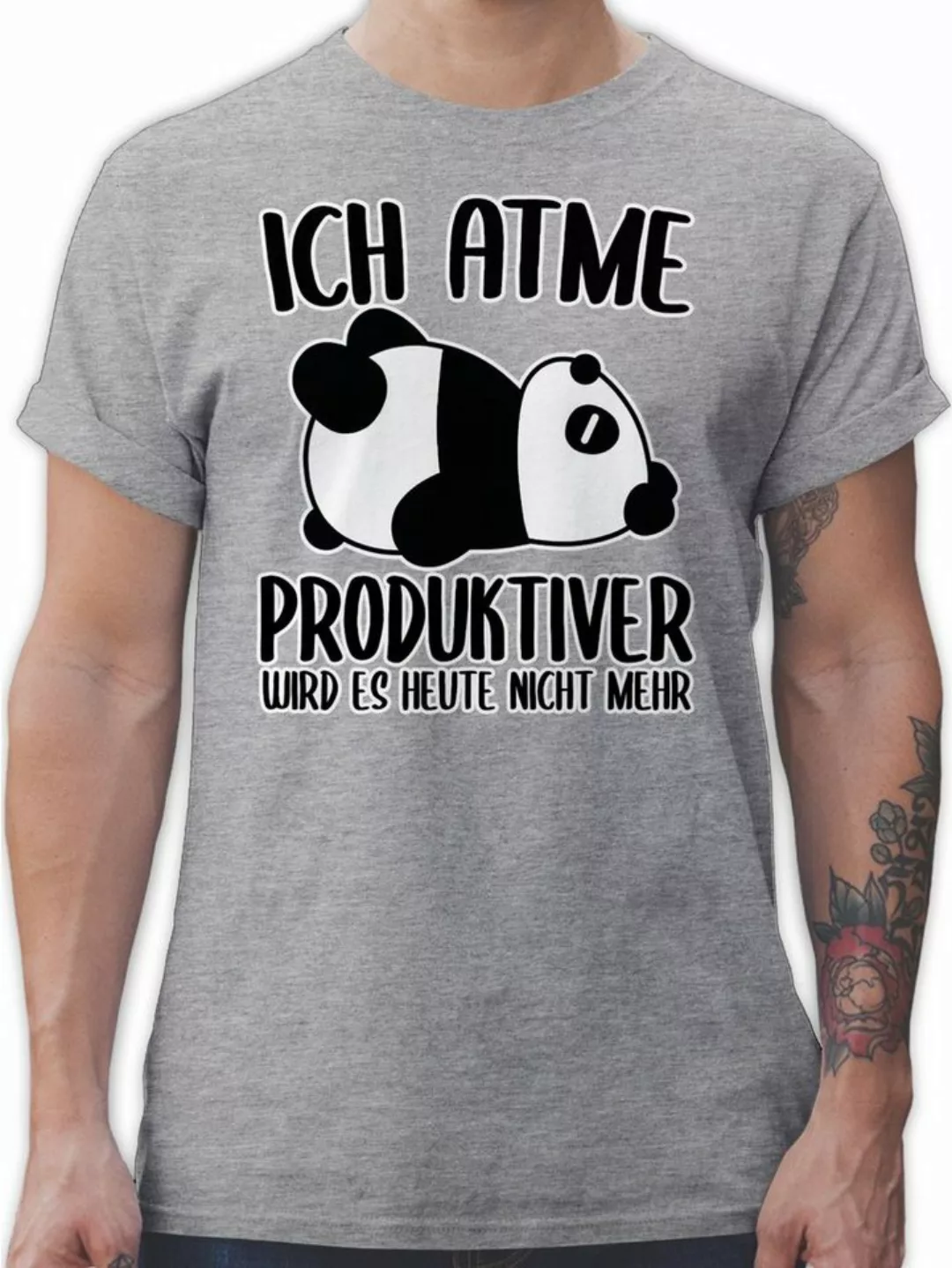 Shirtracer T-Shirt Ich atme produktiver wird es nicht mehr mit Panda - weiß günstig online kaufen