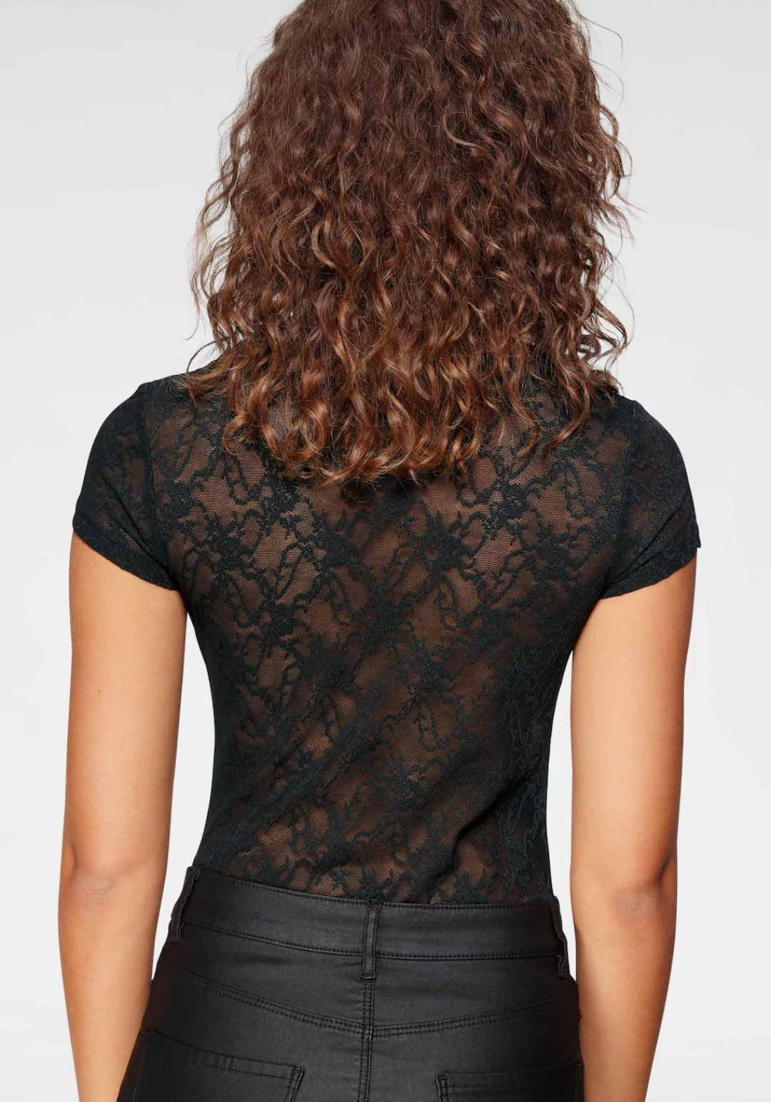 Melrose Rundhalsshirt mit Spitze und transparentem Spitzenrücken günstig online kaufen