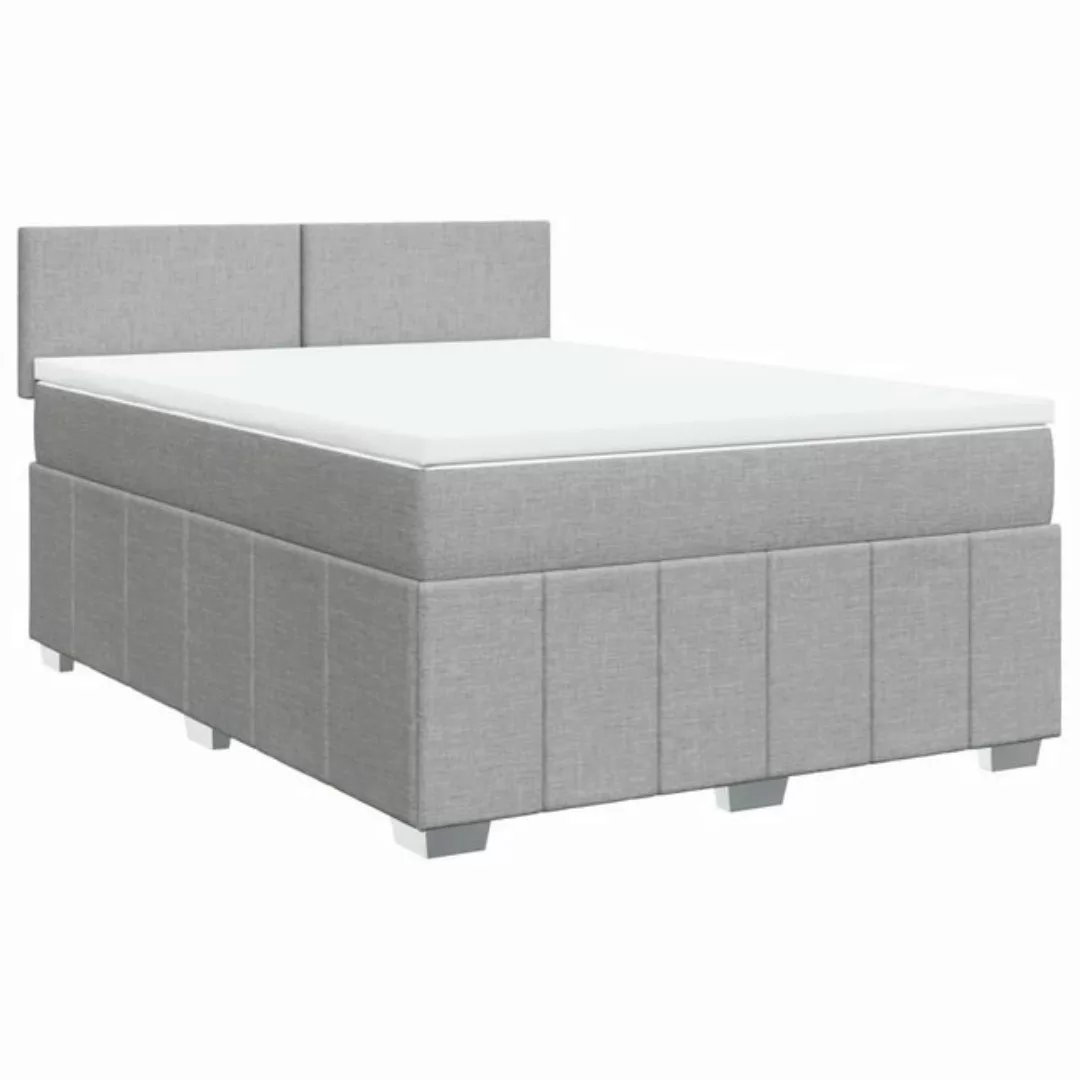 vidaXL Boxspringbett, Boxspringbett mit Matratze Hellgrau 140x200 cm Stoff günstig online kaufen