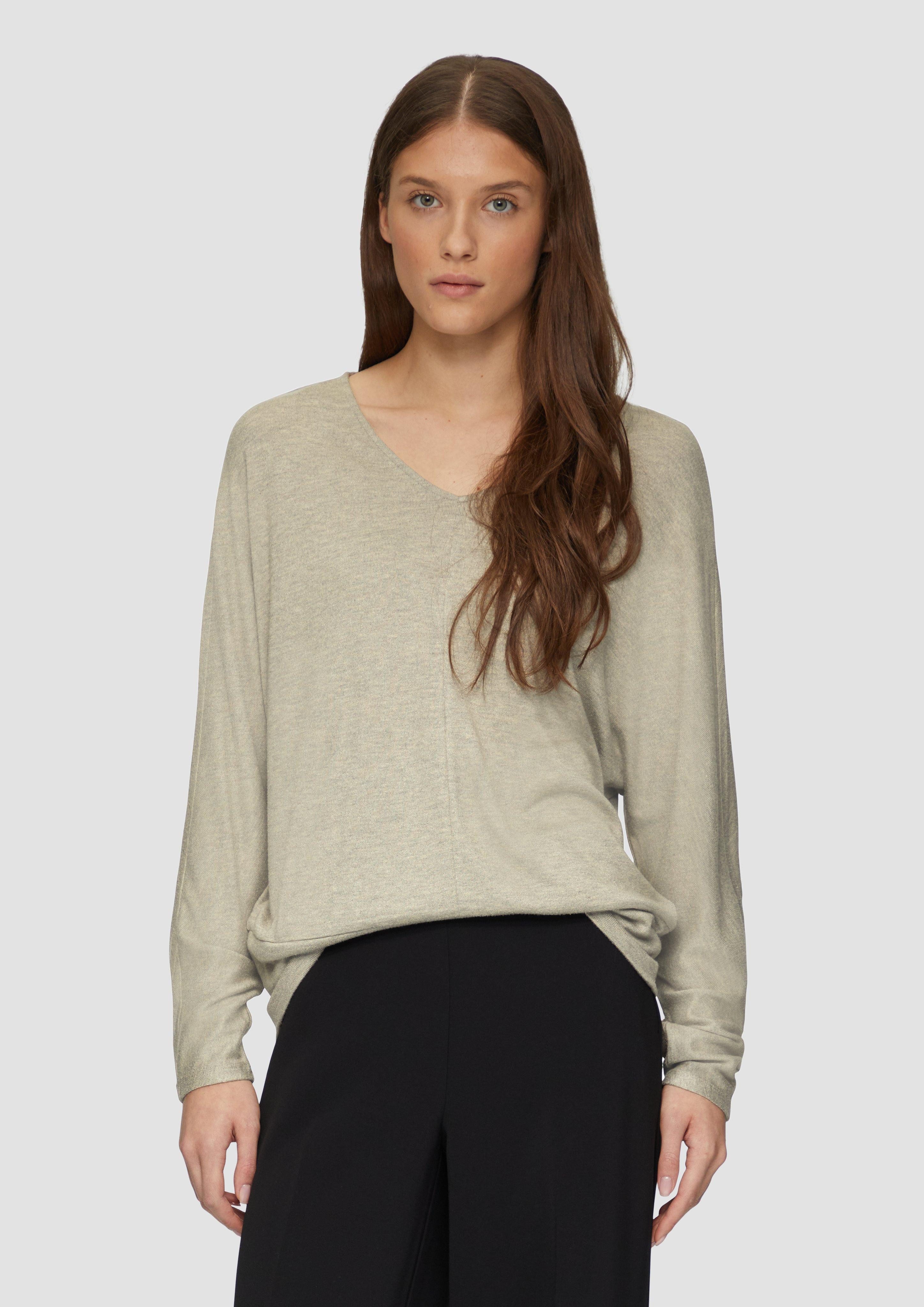 s.Oliver Langarmshirt Meliertes Langarmshirt mit Fledermausärmeln günstig online kaufen