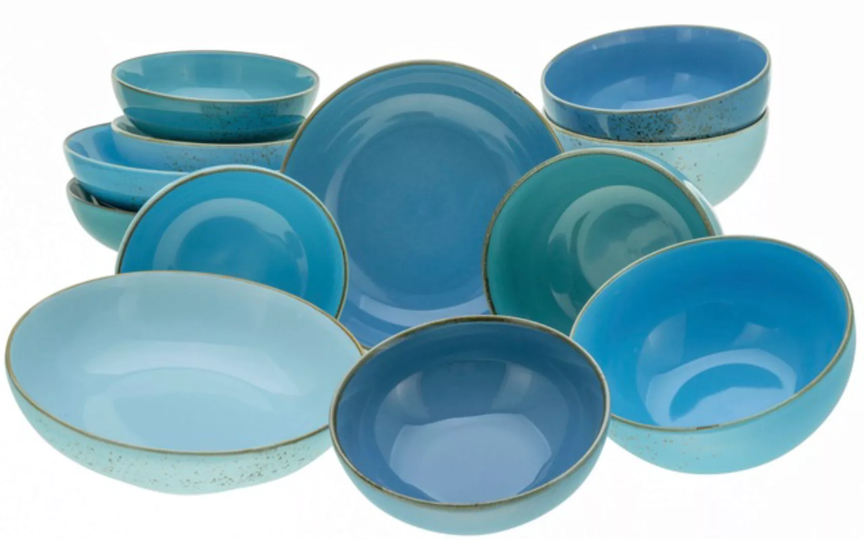 CreaTable Bowl-Set Nature Collection AQUA blau Steinzeug 12 tlg. günstig online kaufen