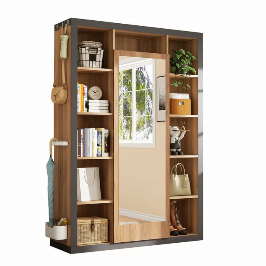 REDOM Vitrine Grauschwarz-Holz-Design (Garderobengestell, Multifunktionsgar günstig online kaufen