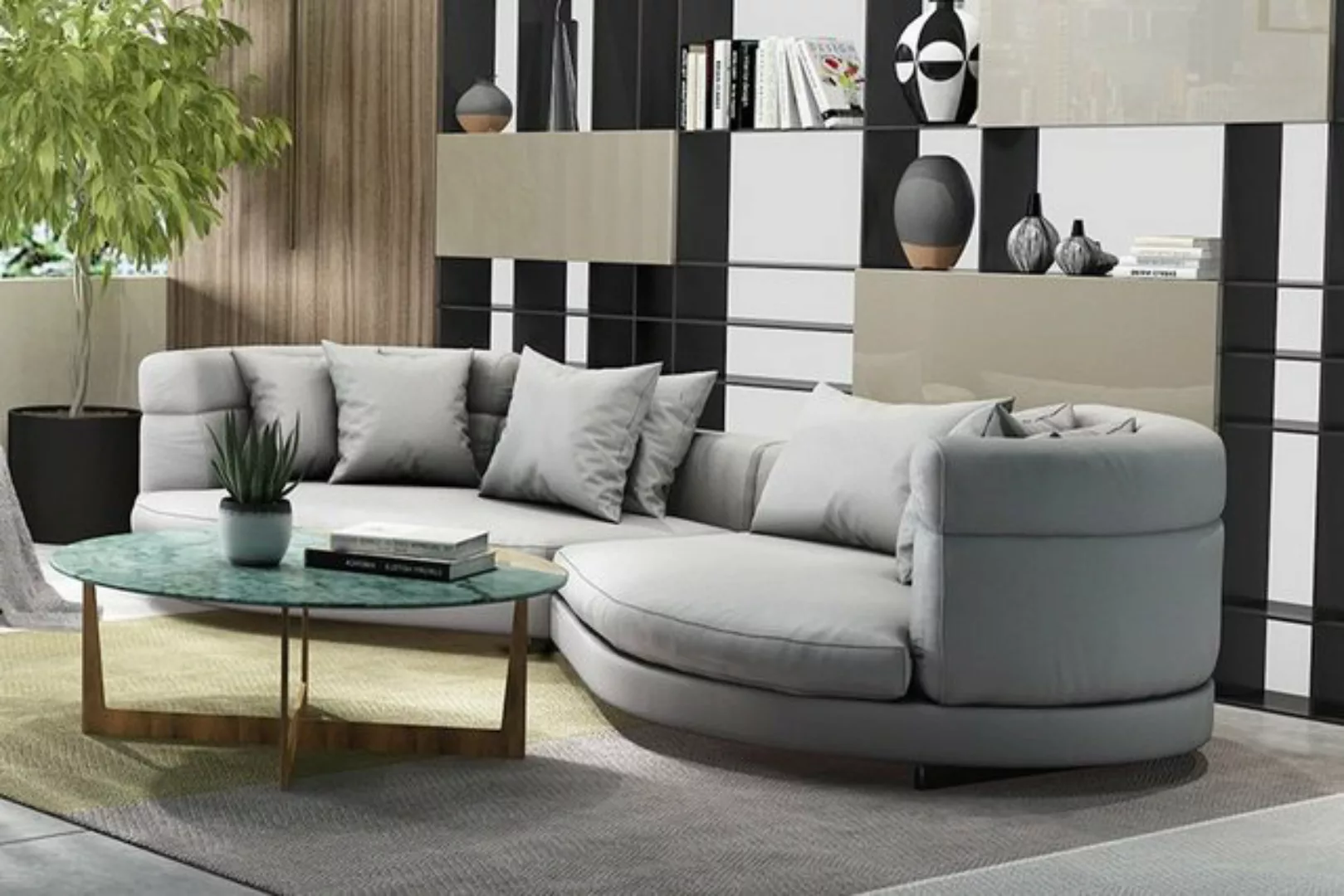 JVmoebel Sofa, Sofa 4 Sitzer Stoffsofas Luxus Design Couch Rund Luxus Polst günstig online kaufen