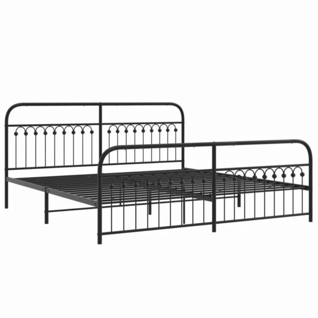 vidaXL Bett Bettgestell mit Kopf- und Fußteil Metall Schwarz 193x203 cm günstig online kaufen