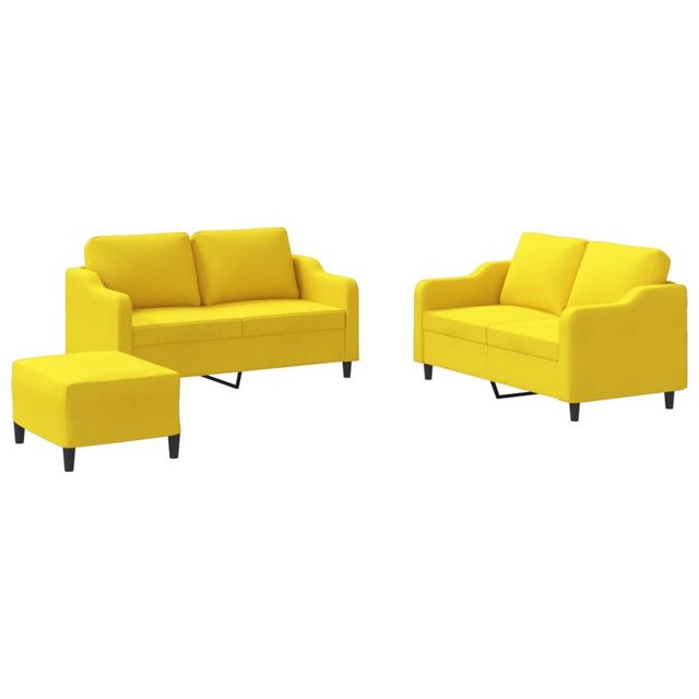 vidaXL Sofa Sofagarnitur Set mit Kissen Stoff, 3-tlg., Gelb günstig online kaufen