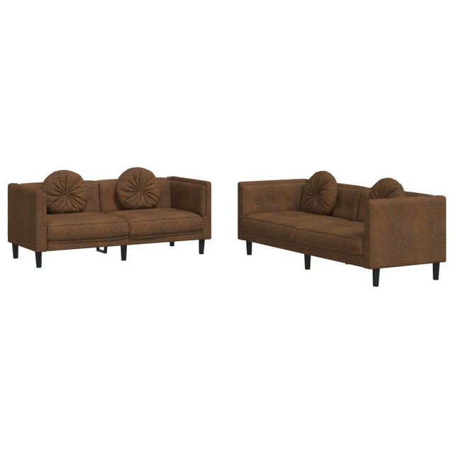 vidaXL Sofa Sofagarnitur Set mit Kissen Samt, 2-tlg., Braun günstig online kaufen