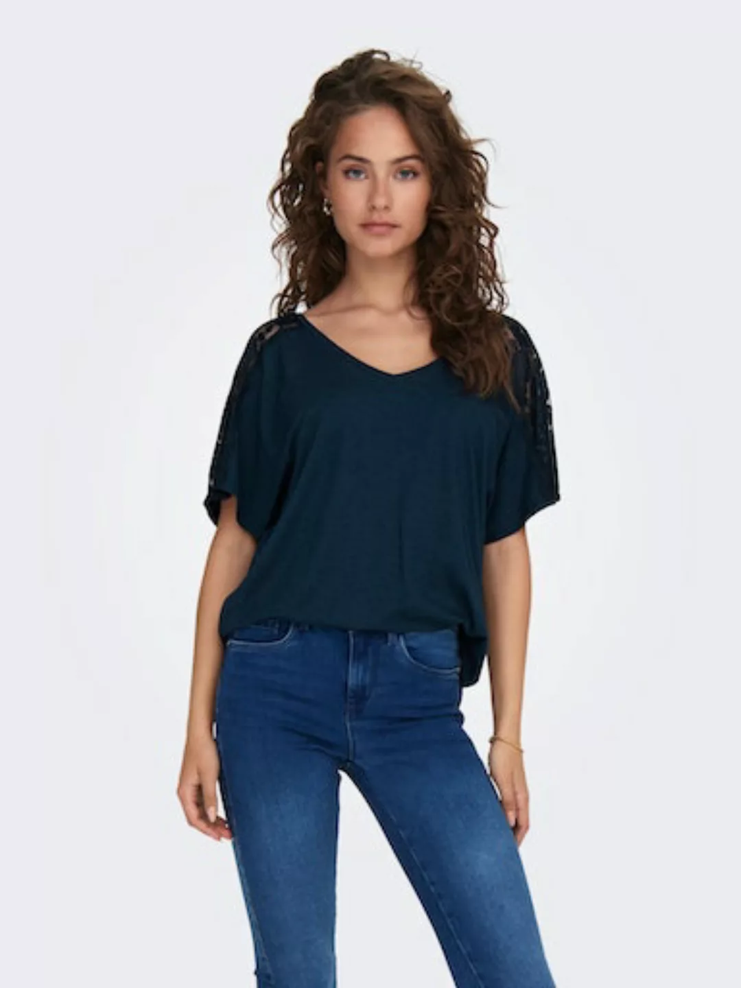 ONLY V-Shirt ONLMOSTER S/S V-NECK LACE TOP JRS günstig online kaufen