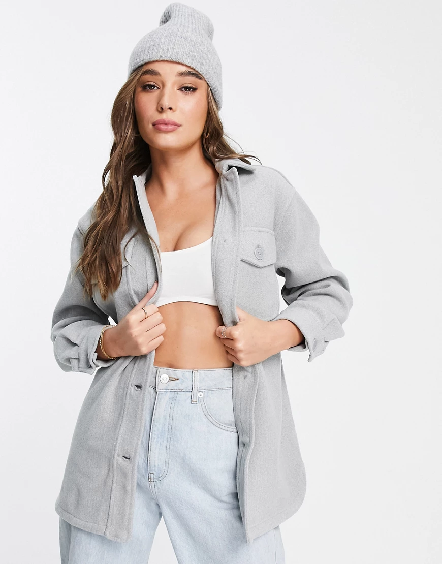 New Look – Hemdjacke in Grau günstig online kaufen