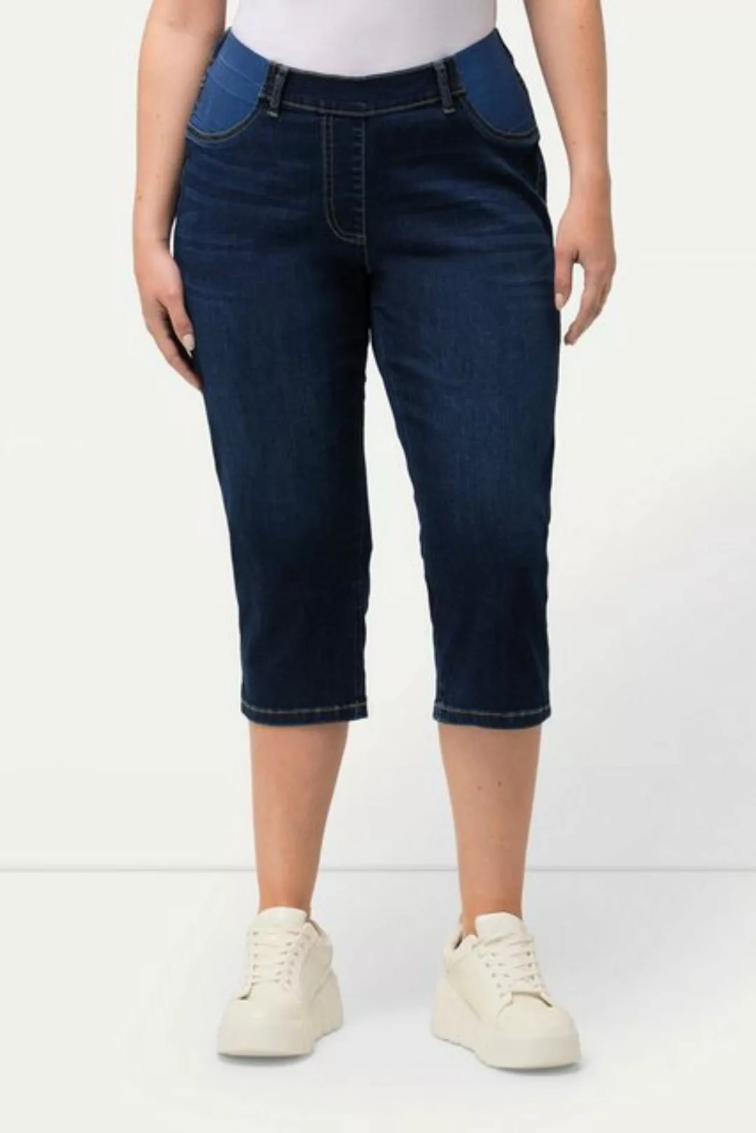 Ulla Popken 5-Pocket-Jeans Capri-Jeans Sienna schmales Bein Elastikbund günstig online kaufen