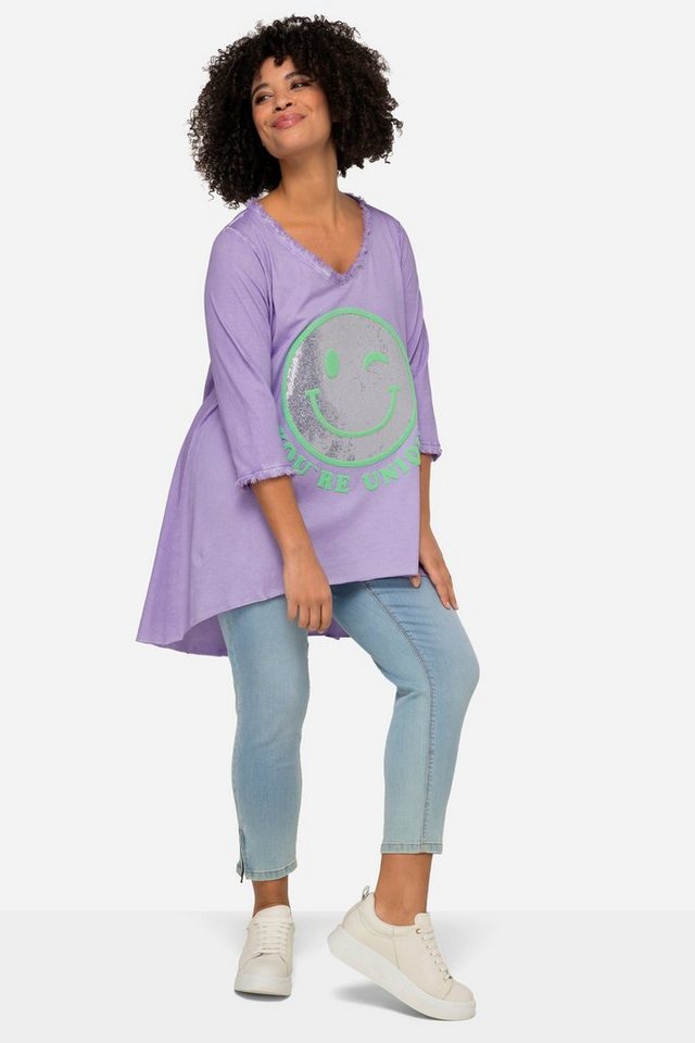 Angel of Style Longshirt Longshirt Smiley Rundhals Langarm gerundeter Saum günstig online kaufen