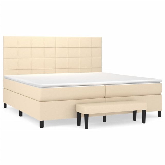 vidaXL Boxspringbett Boxspringbett mit Matratze Creme 200x200 cm Stoff Bett günstig online kaufen