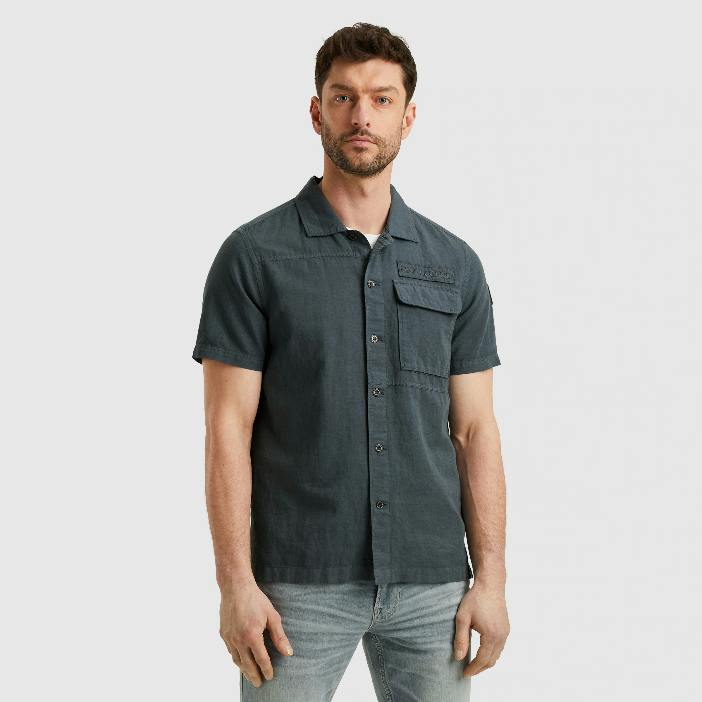 PME LEGEND Kurzarmhemd "Short Sleeve Shirt Ctn linen", mit Leinenstruktur günstig online kaufen