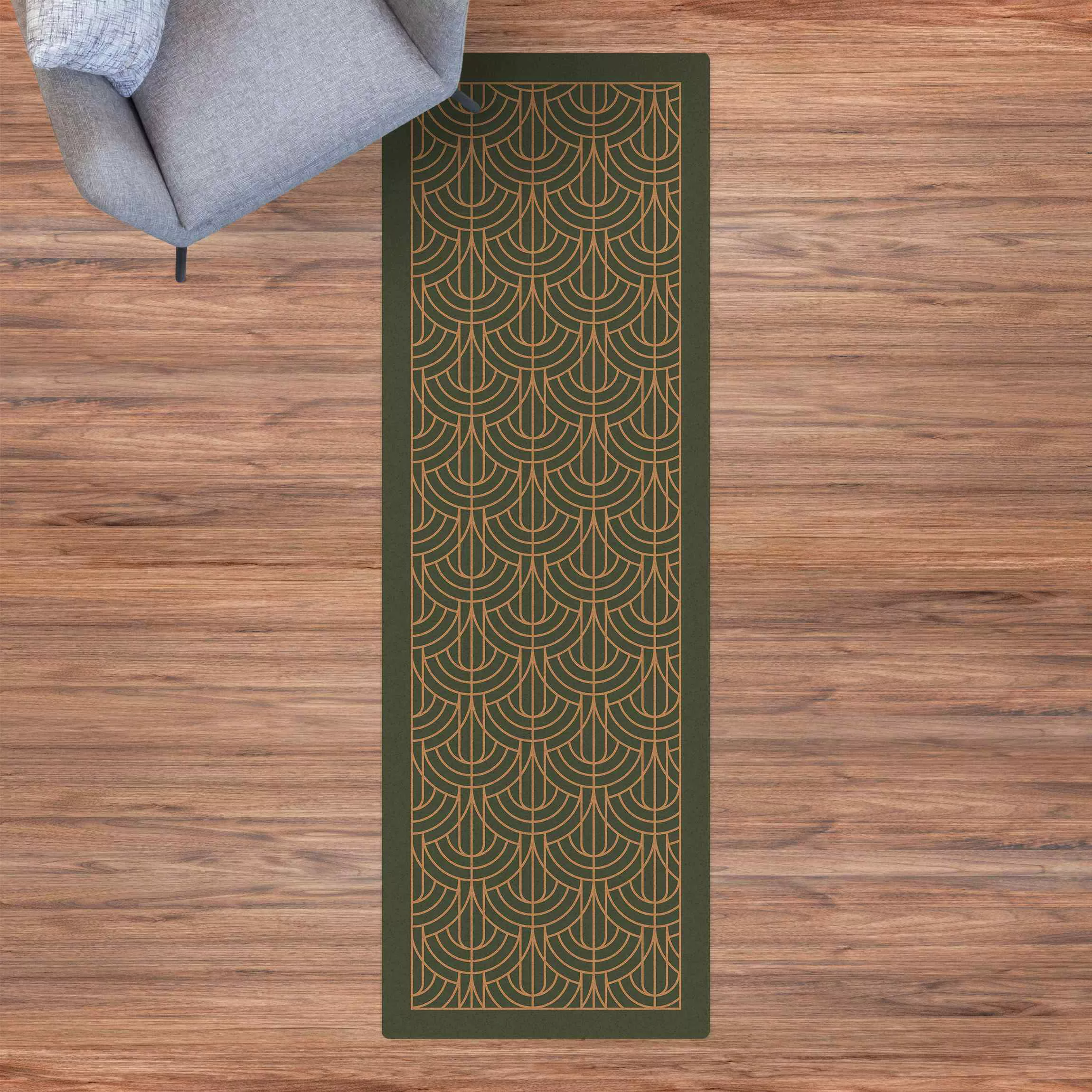 Kork-Teppich Art Deco Vorhang Muster mit Rahmen günstig online kaufen