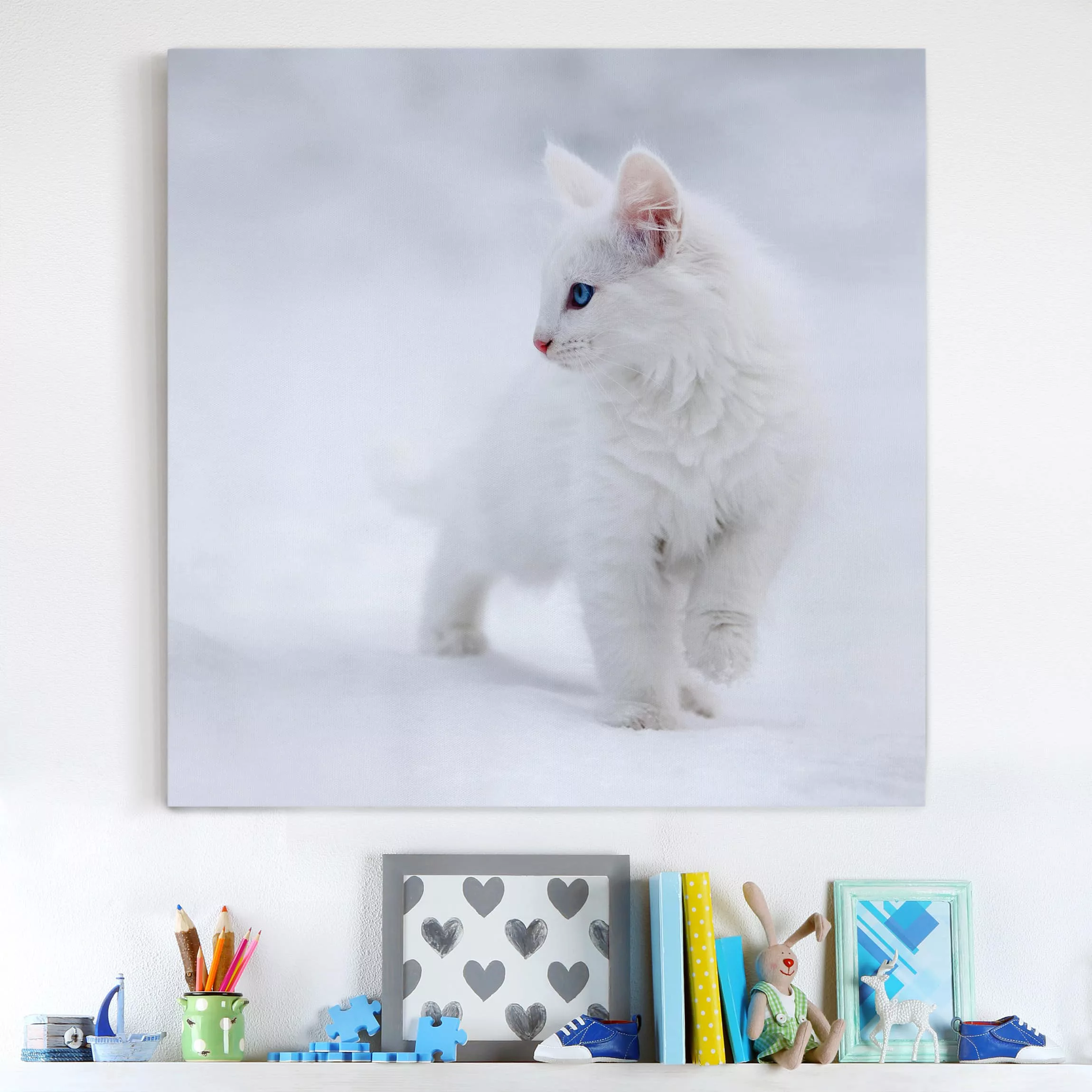 Leinwandbild Tiere - Quadrat Weiß wie Schnee günstig online kaufen
