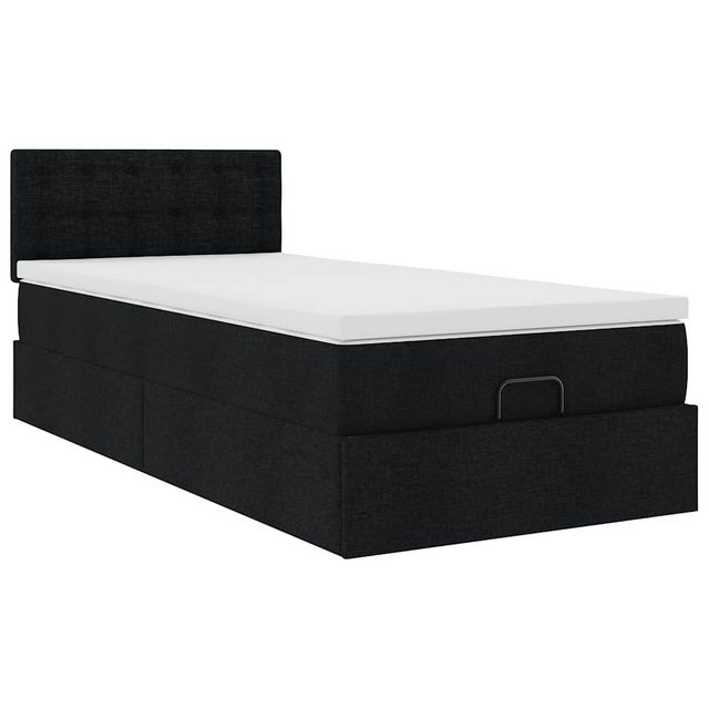 vidaXL Bett Ottoman-Bett mit Matratze & LEDs Schwarz 80x200 cm Stoff günstig online kaufen