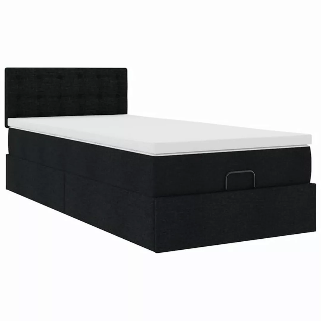 vidaXL Bett, Ottomane Bett mit Matratze & LEDs Schwarz 80x200 cm Stoff günstig online kaufen