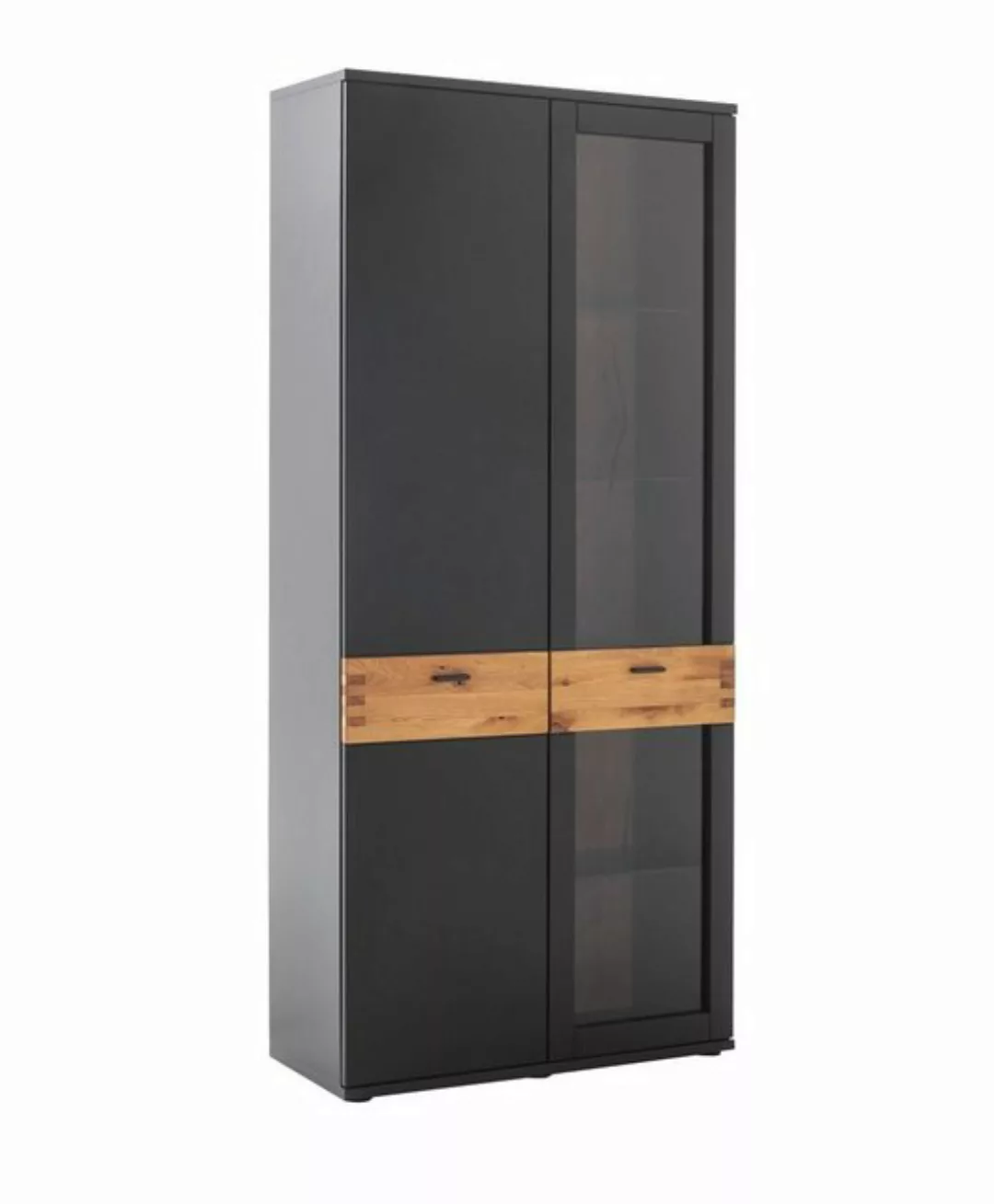 Empinio24 Vitrine TL3100 Breite 90 cm, Anthrazit + Wildeiche, mit 2 Türen, günstig online kaufen