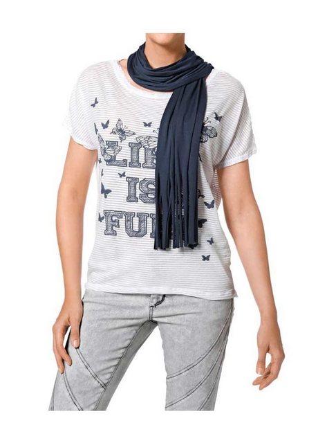 heine Rundhalsshirt Heine Shirt + Schal, weiß-blau günstig online kaufen