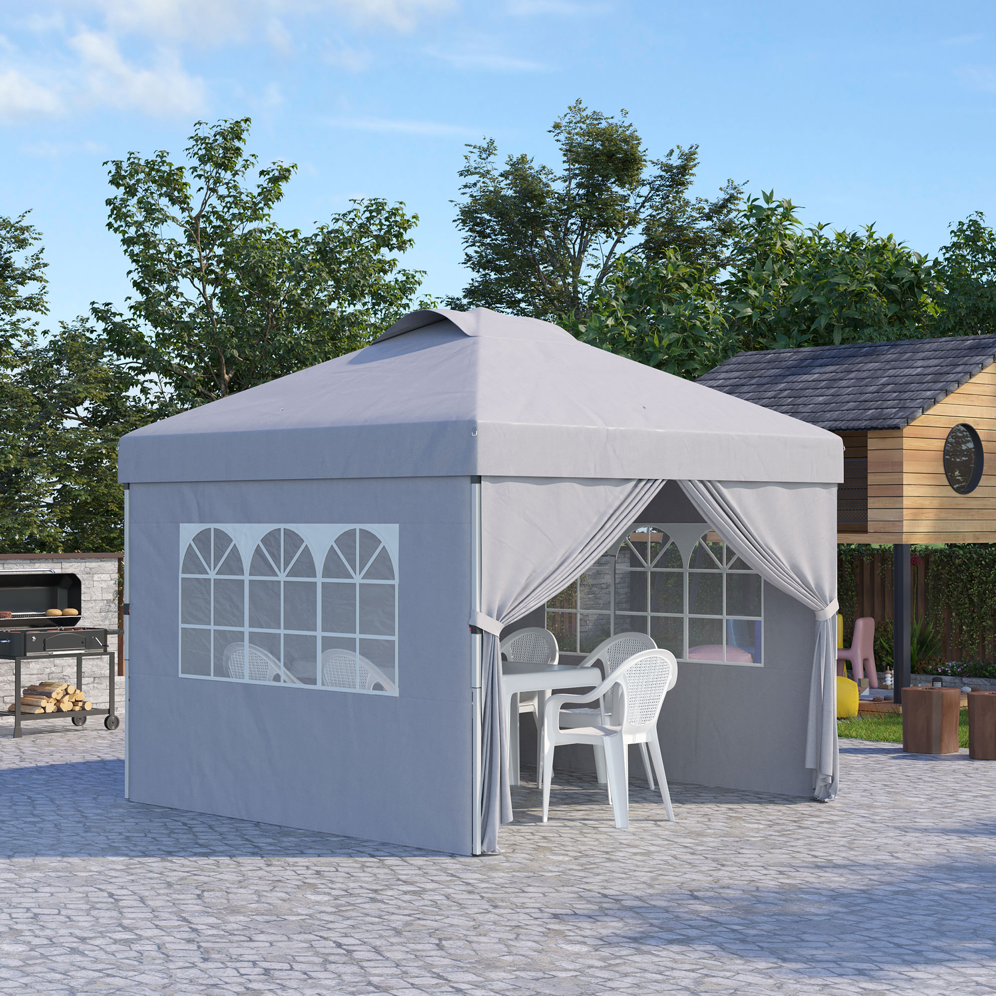 Outsunny Faltbares Gartenpavillon Pop-Up Partyzelt 3 x 3 Höhenverstellbar m günstig online kaufen