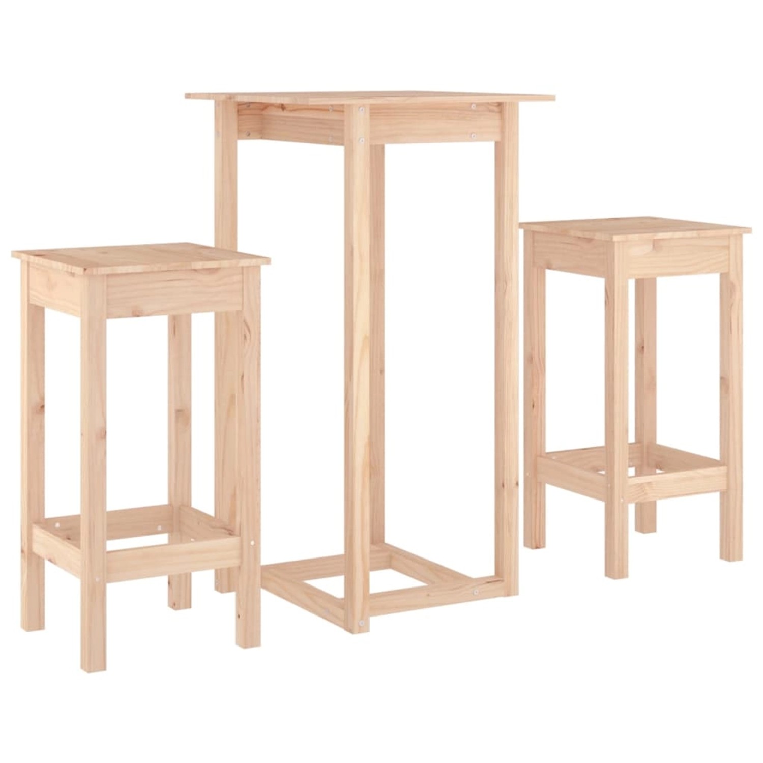 vidaXL 3-tlg. Bar-Set Massivholz Kiefer Modell 1 günstig online kaufen