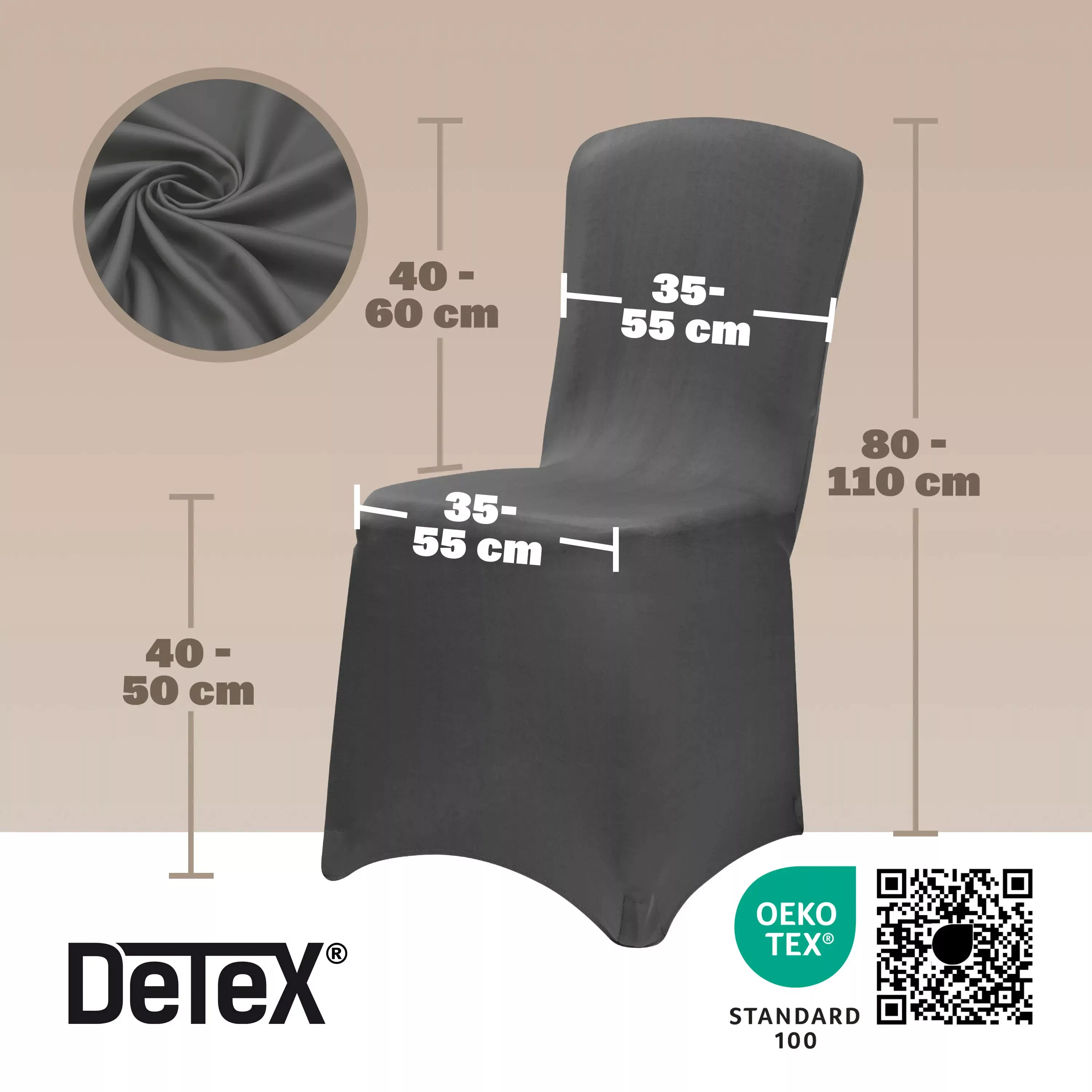 Stuhlhusse 4er-Set Anthrazit OEKO-TEX® günstig online kaufen