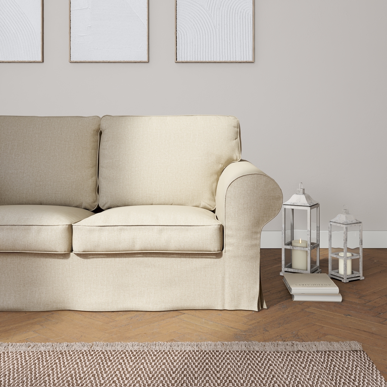 Bezug für Ektorp 2-Sitzer Sofa nicht ausklappbar, beige- grau, Sofabezug fü günstig online kaufen