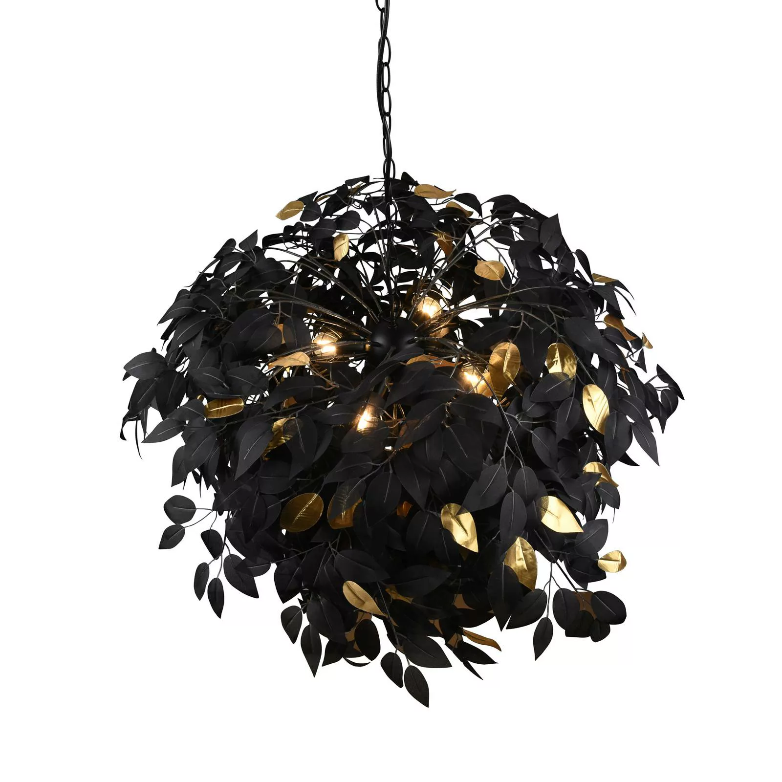 Pendellampe Leavy, schwarz/gold, Ø 70 cm, Kunststoff günstig online kaufen