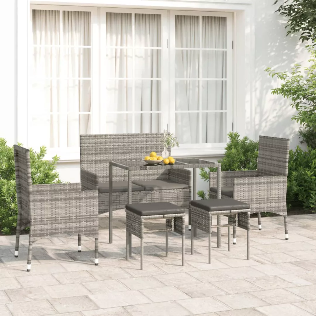 Vidaxl 6-tlg. Garten-lounge-set Mit Kissen Grau Poly Rattan günstig online kaufen