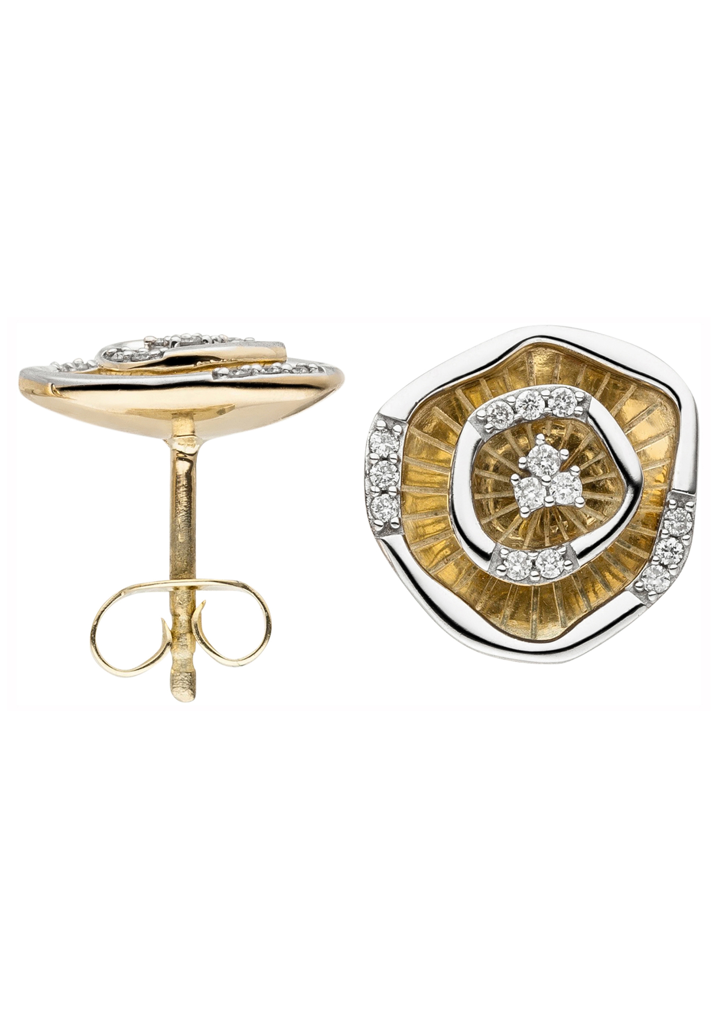 JOBO Paar Ohrstecker "Ohrringe mit 28 Diamanten", 585 Gold bicolor günstig online kaufen