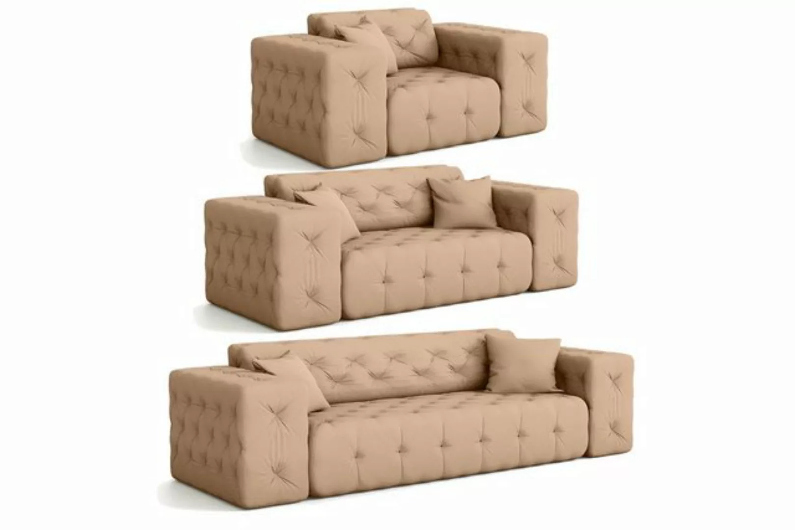 Fun Möbel Polstergarnitur Sofaset Designersofa CHANTAL 3-2-1 in Stoff Opera günstig online kaufen