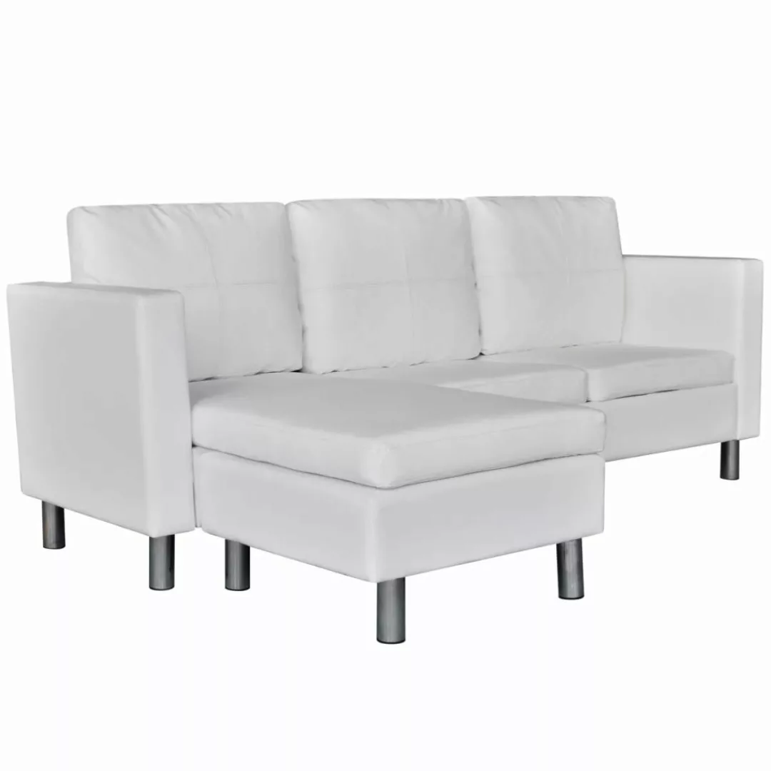 L-förmiges Sofa 3-sitzer Kunstleder Weiß günstig online kaufen