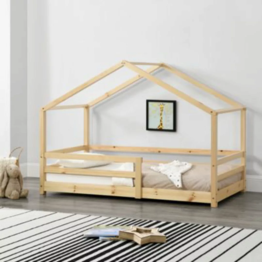 en.casa Hausbett, »Knätten« in Haus-Optik mit Rausfallschutz 90x200 cm Holz günstig online kaufen