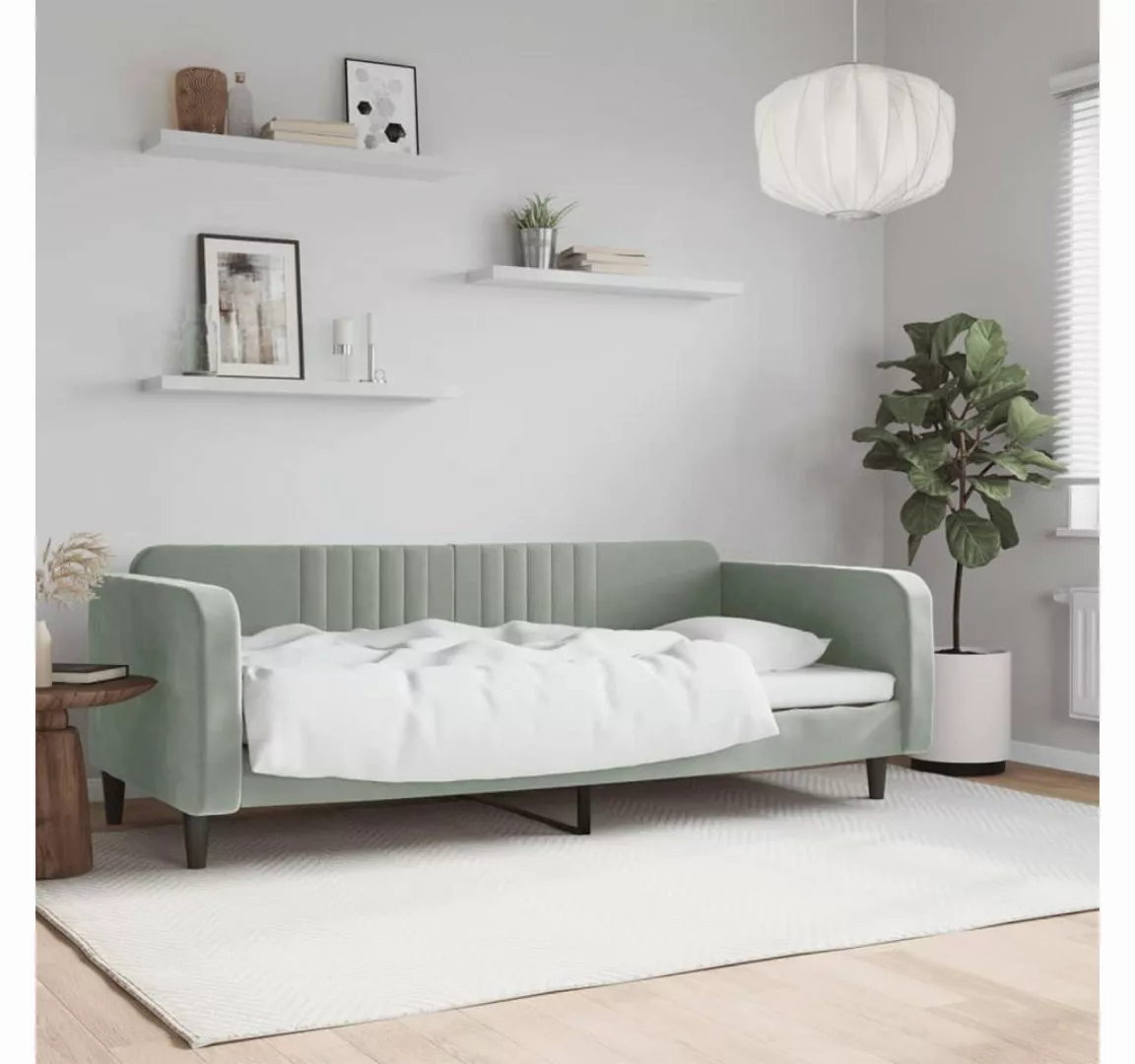 vidaXL Gästebett Tagesbett Hellgrau 90x190 cm Samt Gästebett Gästecouch Gäs günstig online kaufen