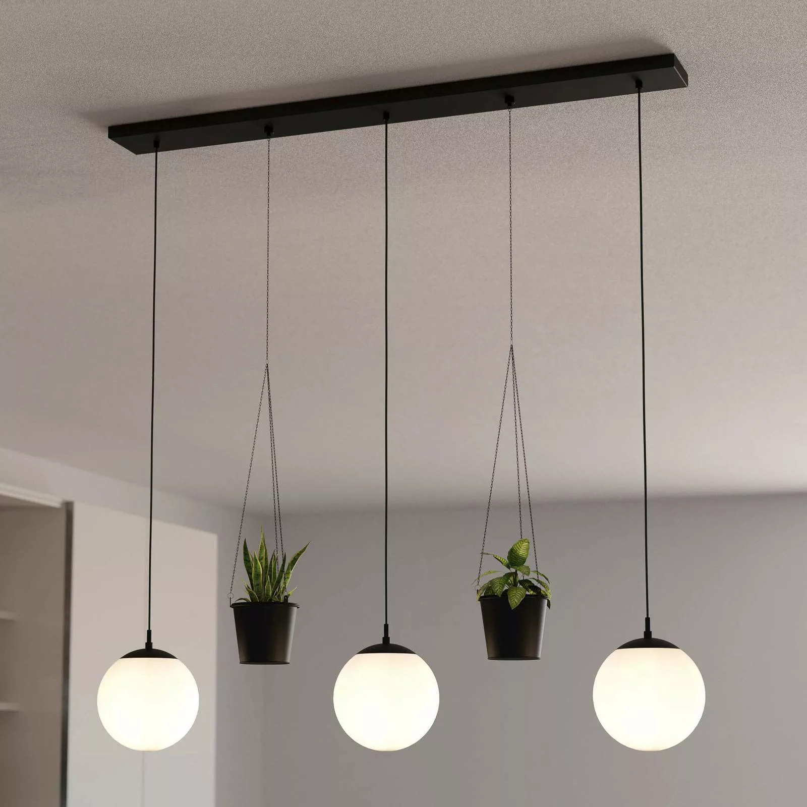 Pendellampe Rondo 3 Blumentopf dreiflammig schwarz günstig online kaufen