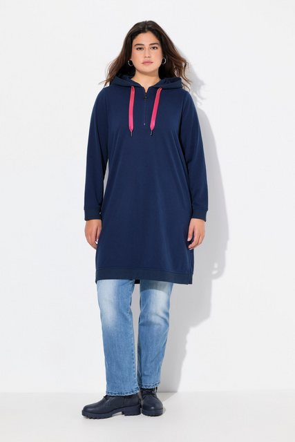 Ulla Popken Midikleid Hoodiekleid Waffelstruktur Kapuze Langarm günstig online kaufen