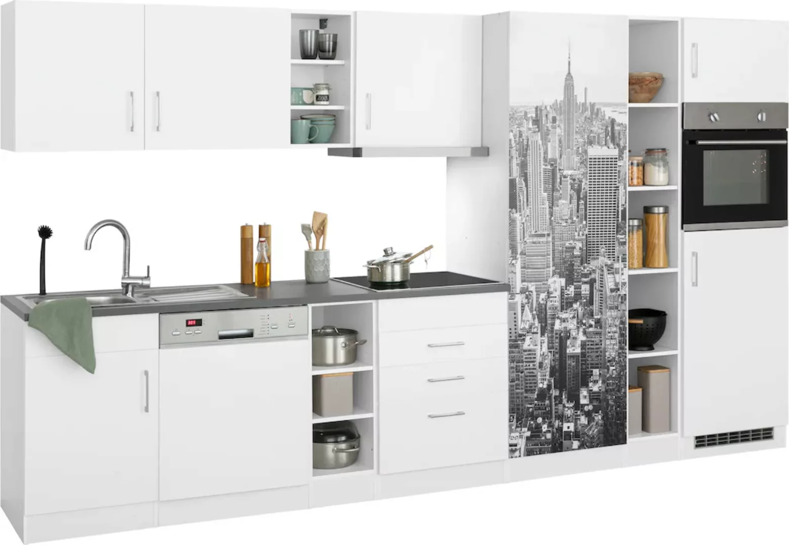 HELD MÖBEL Küchenzeile »Paris«, mit E-Geräten, Breite 350 cm, wahlweise mit günstig online kaufen