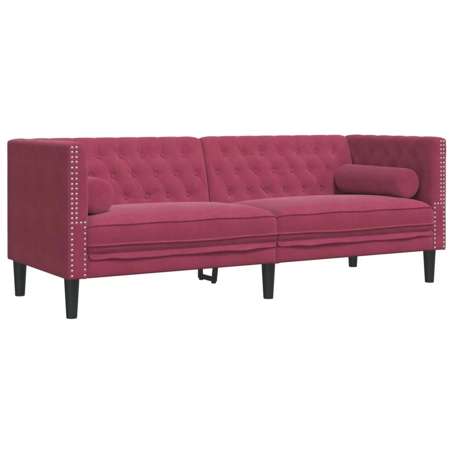 vidaXL Chesterfield-Sofa mit Nackenrollen 3-Sitzer Weinrot Samt 2144773 günstig online kaufen