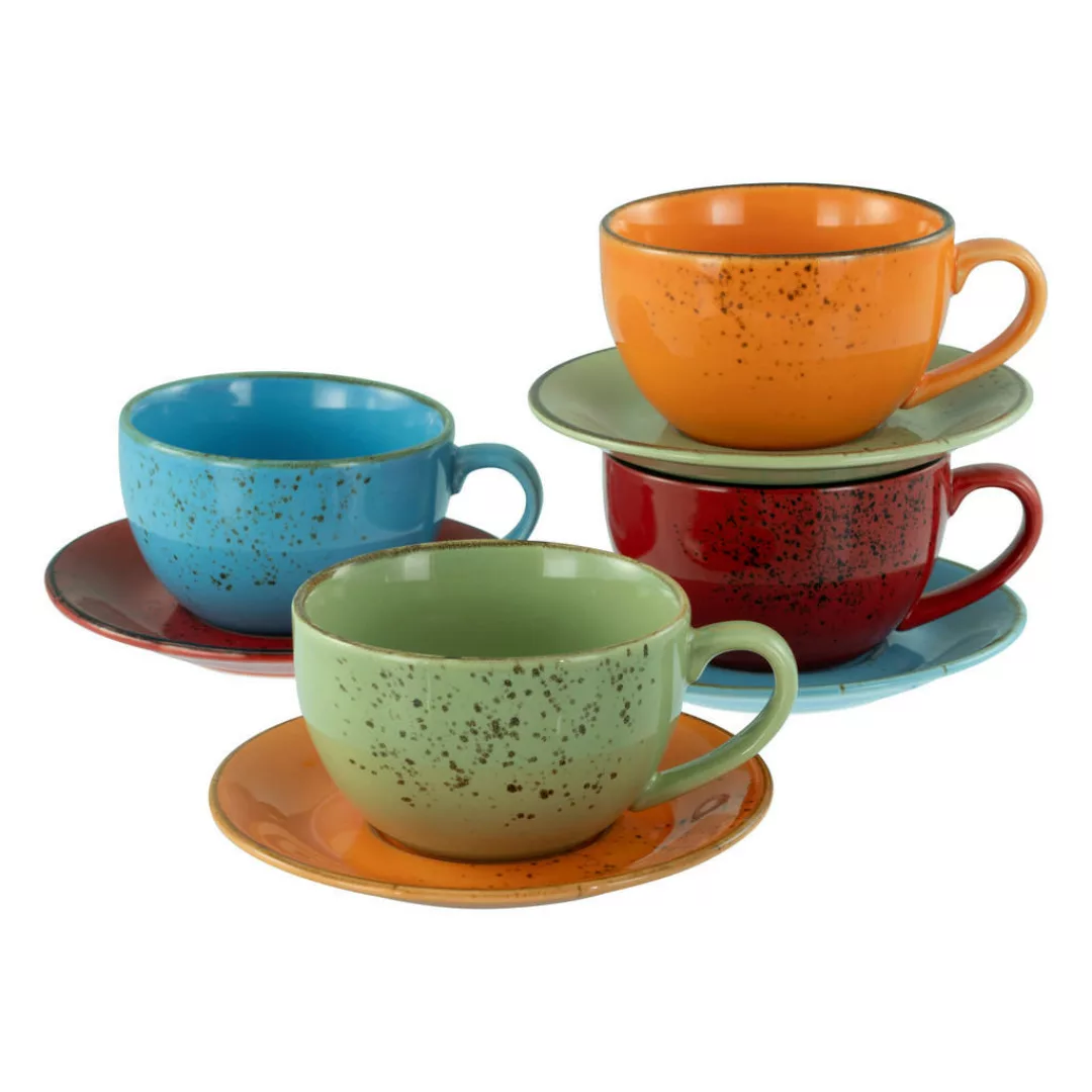 CreaTable Cappuccino-Set Nature Collection Mediterran bunt Steinzeug günstig online kaufen