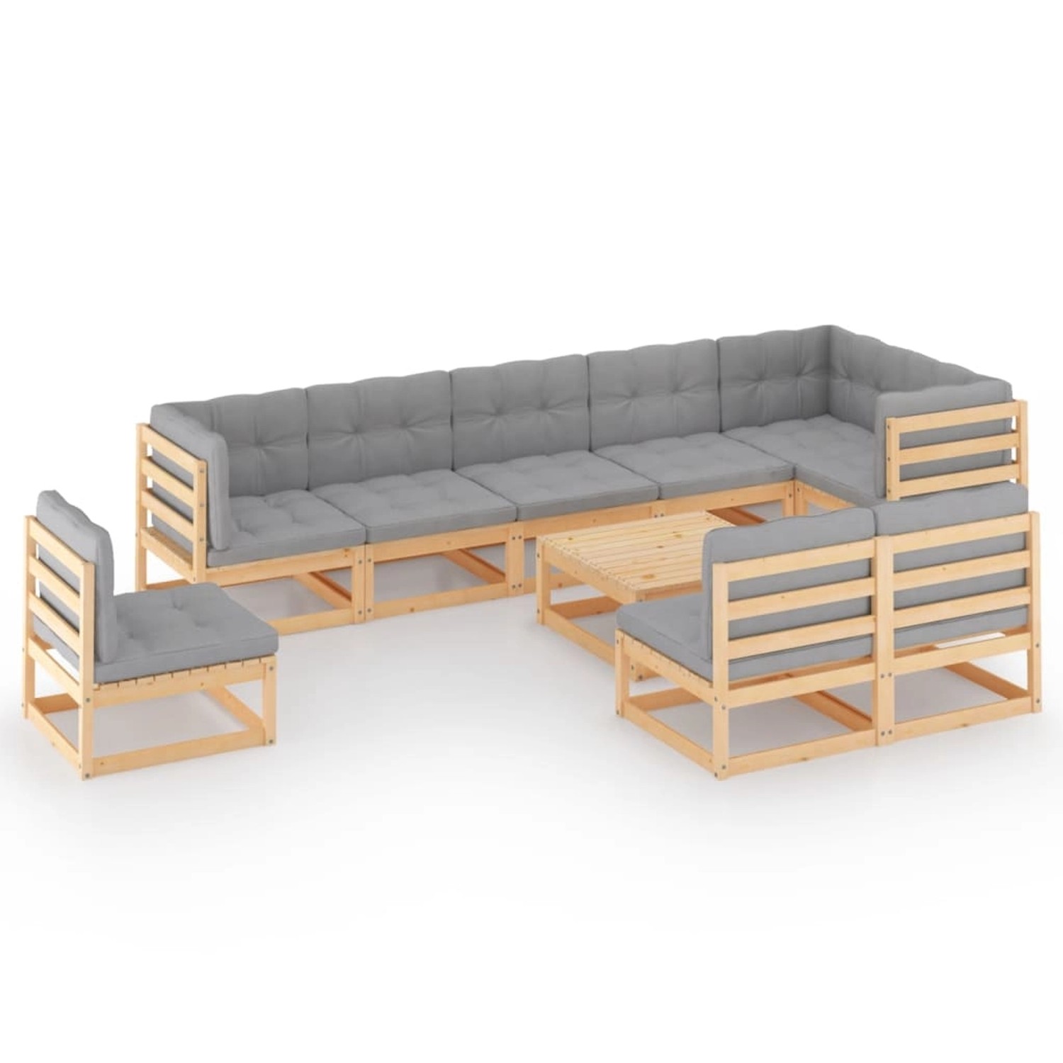 10-tlg. Garten-lounge-set Mit Kissen Kiefer Massivholz günstig online kaufen