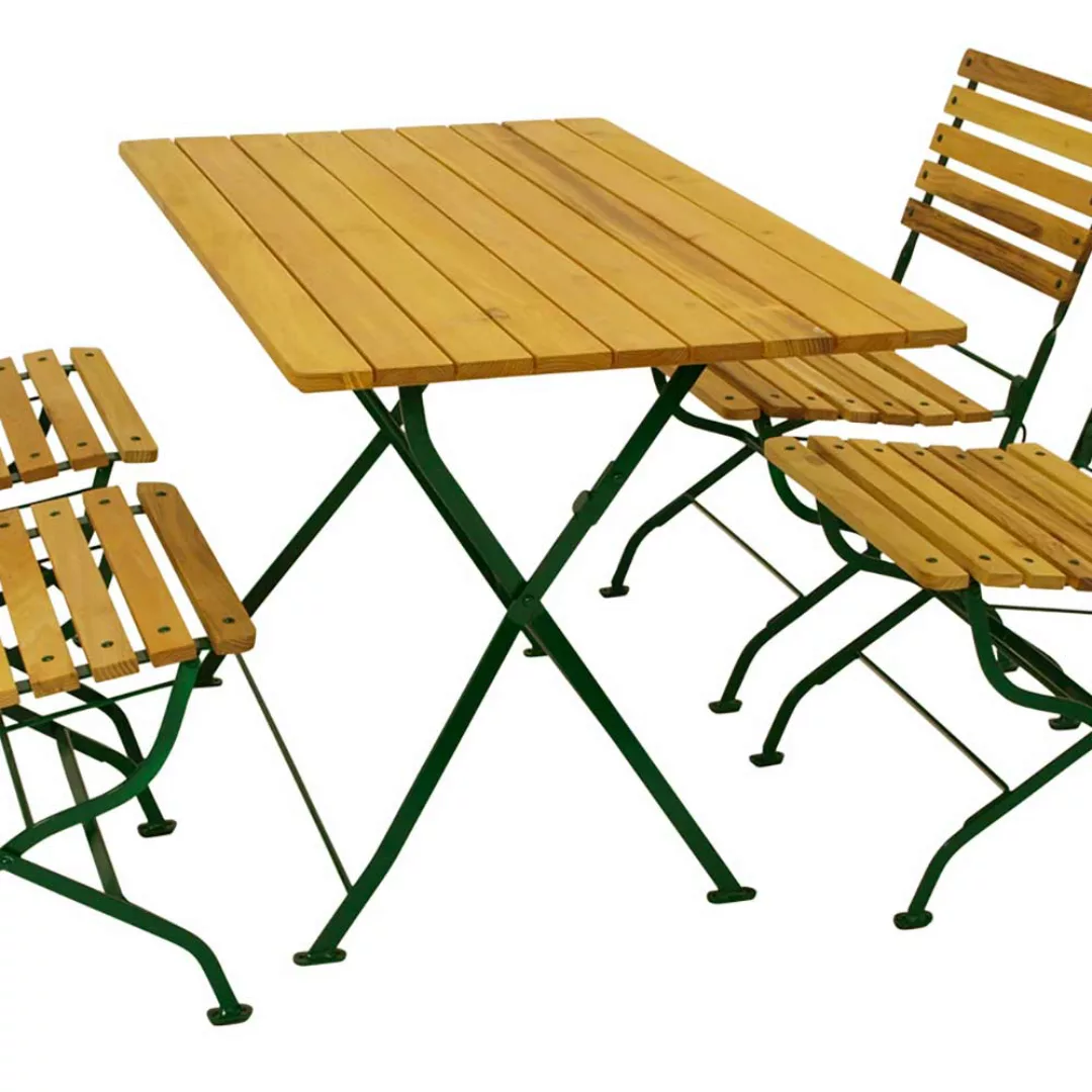 Terrassensitzgruppe Biergarten Möbel Robinie und Stahl (fünfteilig) günstig online kaufen
