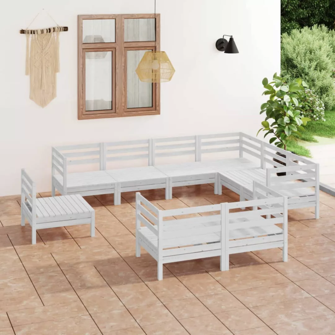 9-tlg. Garten-lounge-set Massivholz Kiefer Weiß günstig online kaufen