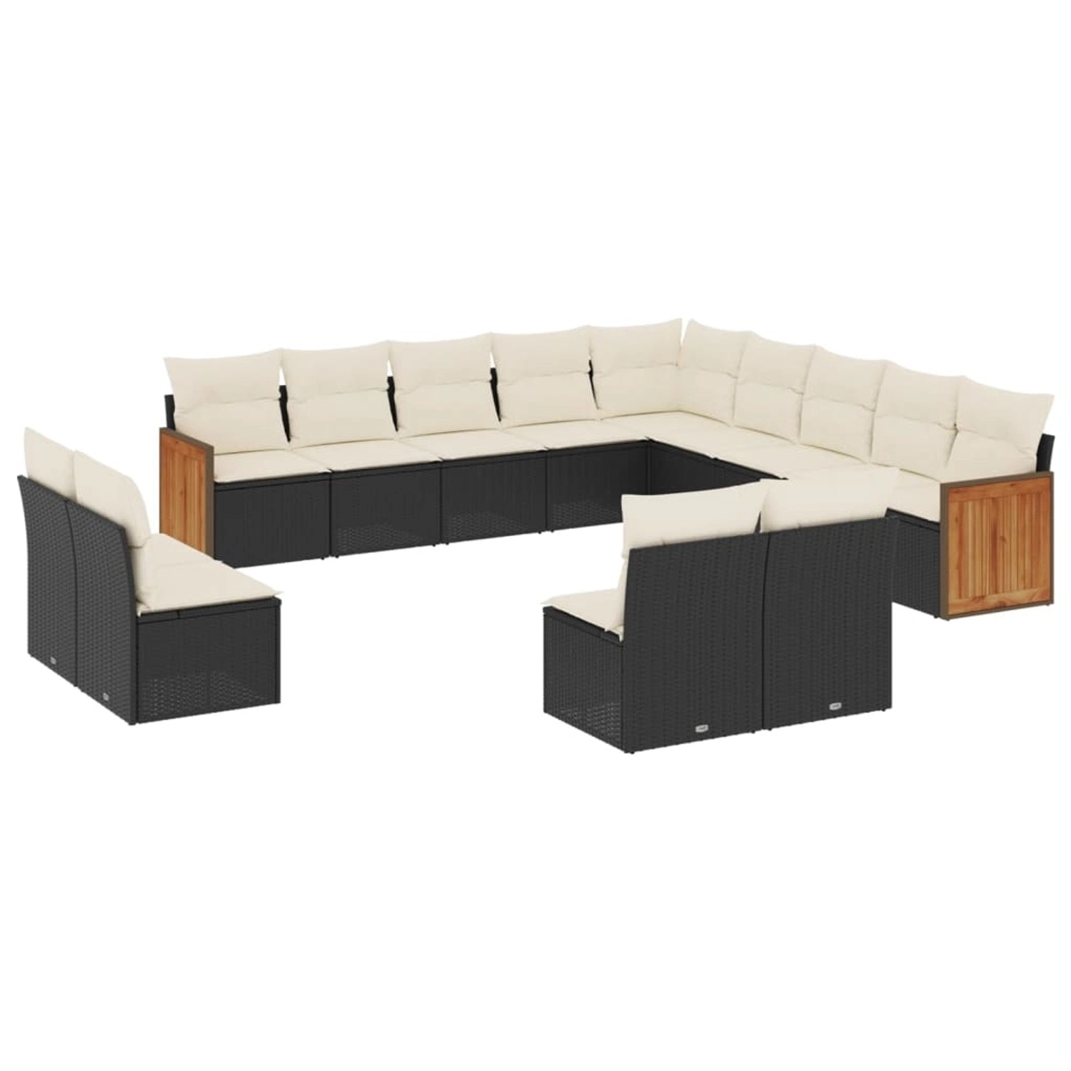 vidaXL 13-Tlg Garten-Sofagarnitur mit Kissen Schwarz Poly Rattan 3228163 günstig online kaufen