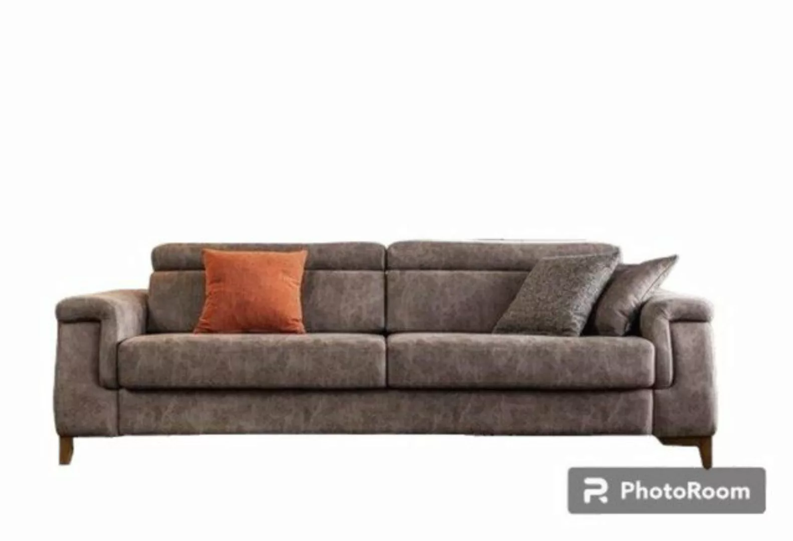 JVmoebel 3-Sitzer Dreisitzer Sofa 3 Sitzer Stoffsofa Sofas Grau Stoff Mit B günstig online kaufen