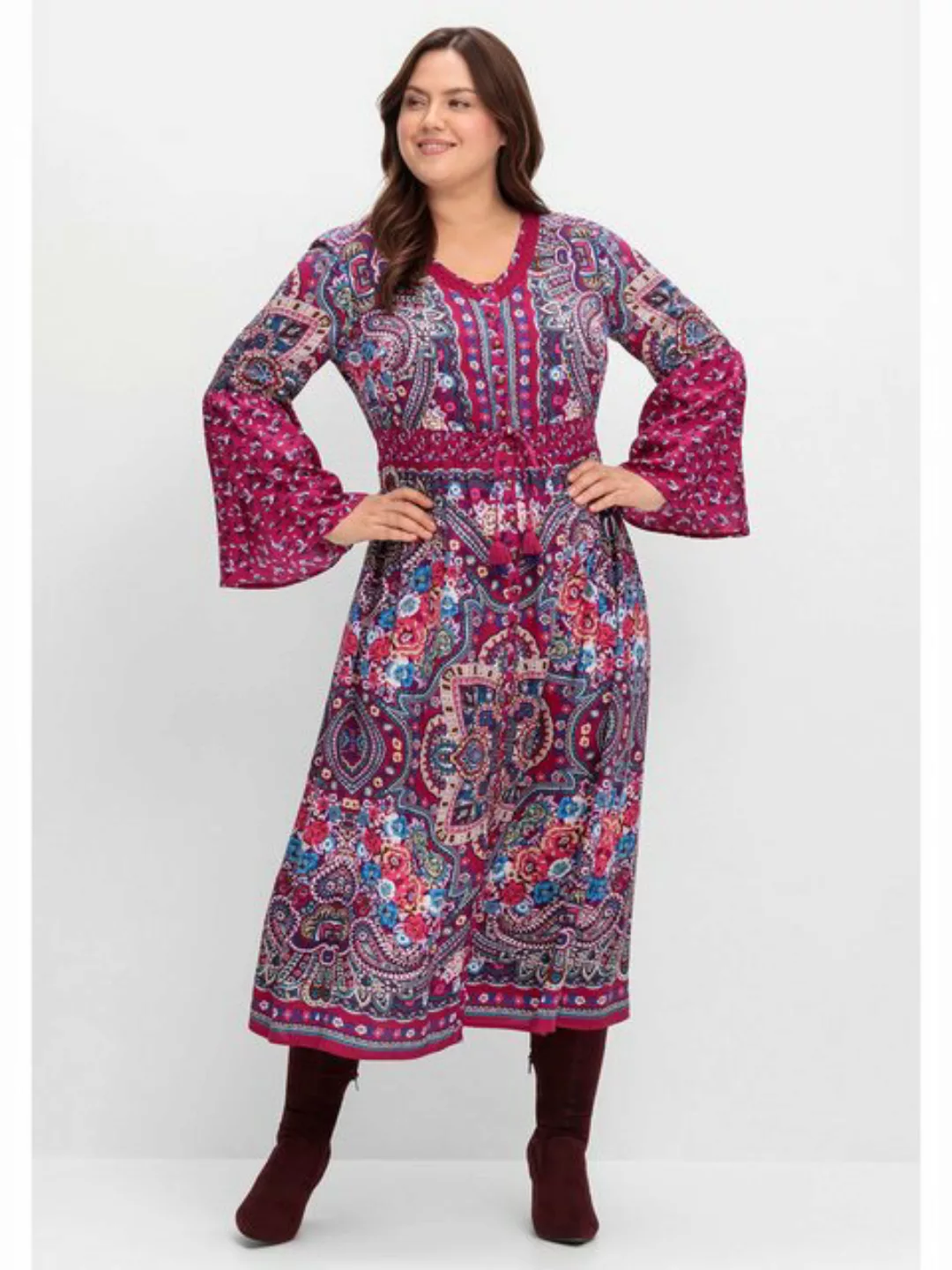 sheego by Joe Browns Maxikleid "Große Größen", im Boho-Stil, mit Trompetenä günstig online kaufen